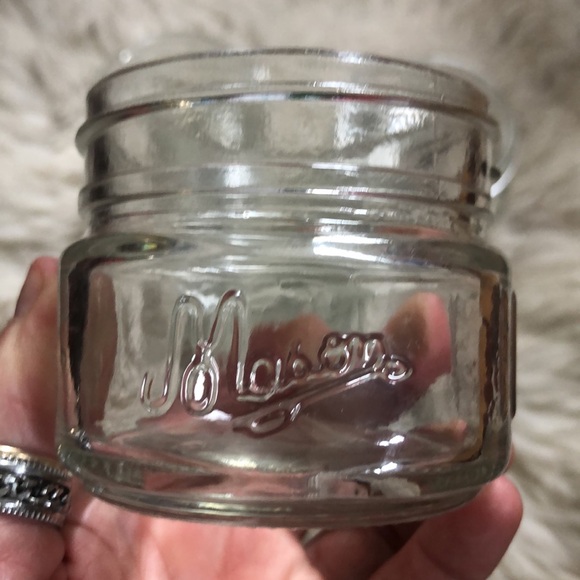 Five Small Clear Glass Mason Jars - Picture 2 of 3